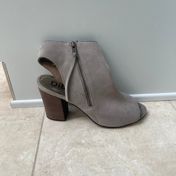 Diba Zora Peep Toe Leather Bootie, Size 9M, Taupe/Grey - Picture 6 of 8